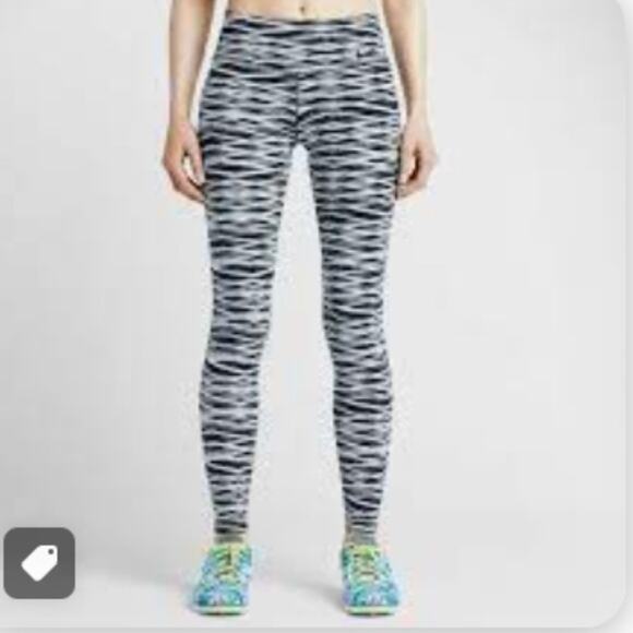 NIKE Dri Fit Black White Criss Cross Tights Leggings Large - Picture 2 of 7